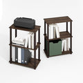 Furinno Turn-S-Tube Storage Shelves Set of 2, 3-Tier Book Shelf, Corner Shelf, Toolless Open Shelves, Square Tubes, for Organization and Storage, Living Room, Garage, Home Office, Black Walnut