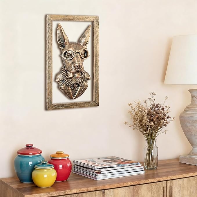 Zotabe 5PCs Animal Heads Wall Decor, Animal Sculptures Wall Dec, Dog Door Wall Mount, Vintage Wall Sculpture, Resin Wall Hanging Decoration for Living Room Bedroom Kitchen Gift (Goggle Pup, 1)