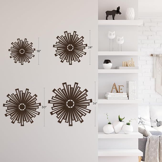 SIGNLEADER Metal Wall Art Decor Bronze Abstract Shapes Minimalist Modern Abstract Wall Sculpture Hangings Home Decoration for Living Room, Bedroom, Bathroom, Kitchen, Outdoor - 30" Bronze