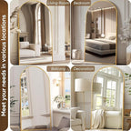 Antok Full Length Mirror, 91"x46" Oversized Floor Mirror Freestanding, Full Body Floor Standing Mirror with Stand, Hanging Mounted for Living Room Cloakroom,Gold,Arched Style