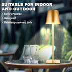 Retisee 12 Pack Cordless Table Lamp Portable Led Rechargeable Desk Lamp 3000mah Battery Operated 3 Color Stepless Dimming Waterproof Light Touch Control for Bedroom Restaurant Bars (Gold,Square Base)