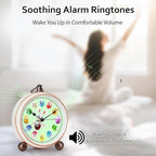 Maxspace 5.2in Cute Easter Egg Metal Table Clock, Quartz Movement Non-Ticking Small Alarm Clock with Battery Operated, HD Glass Bunny Desk Clock for Bedroom Living Room (Easter)