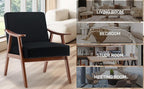 KEIKI Mid-Century Modern Accent Chair with Solid Wood Frame, Wingback Armchair for Living Room Bedroom Home Office Lounge Seating