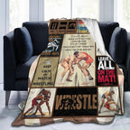 Wrestling Blanket for Boys Girls Women Men Wrestle Gifts Sports Throw Blanket Plush Cozy Flannel Fleece Fuzzy Blankets 60"X50"
