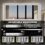 72x32 LED Bathroom Vanity Mirror - Black Aluminum Framed (Front and Backlit), Anti-Fog Large Mirror with Lights,Stepless 3 Colors Dimmable Lighted Mirror(Horizontal/Vertical)