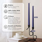 New Burning Formula Unscented Dripless 12-Inch Taper Candles Set of 12 - Navy Blue, for Wedding, Dinner - Smokeless, Long Burning - Hand Poured, Colored Tall Candlesticks - Azul Marino