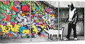 Novatique Banksy Canvas Wall Art Graffiti Pictures Wall Decor Abstract Painting Pop Art Wall Decor Street Art Canvas Print for Living Room Bedroom, 24"x 36"x 3Pcs