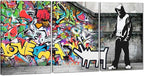 Novatique Banksy Canvas Wall Art Graffiti Pictures Wall Decor Abstract Painting Pop Art Wall Decor Street Art Canvas Print for Living Room Bedroom, 24"x 36"x 3Pcs
