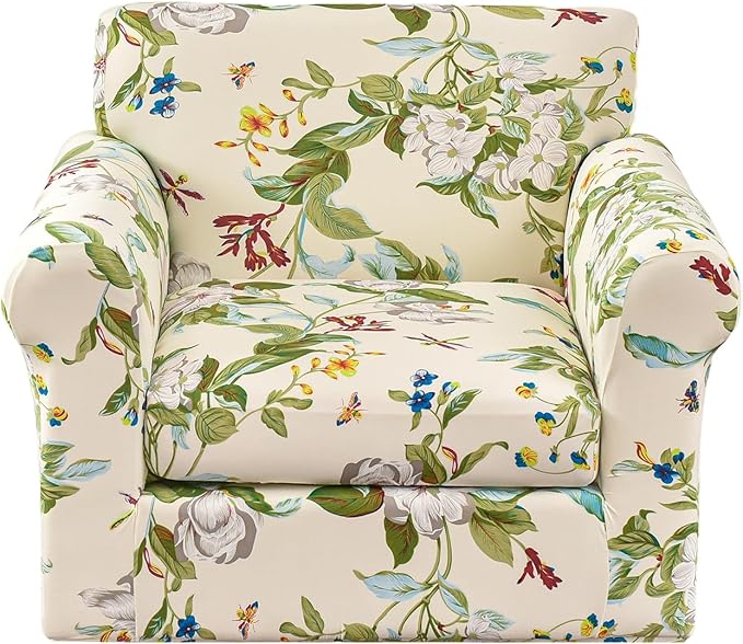 KRFOONN 2 Piece Chair Covers Printed Sofa Covers Couch Covers Washable Armchair Sofa Couch Slipcover Furniture Protector with Elastic Bottom for Living Room (Armchair, 28), Small