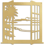 SIGNLEADER Metal Wall Art Decor Tropical Sunset Scenery Modern Abstract Wall Sculpture Hangings Home Decoration for Living Room, Bedroom, Bathroom, Kitchen, Outdoor - 30" Gold