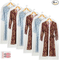 Clear Garment Bag Long Garment Bags for Gowns, Vinyl Dress Bags for Closet Storage, Coat Covers for Closet With Zipper Plastic Garment Bags for Hanging Clothes Long Dress - 24'' X 48''/6 Pack