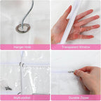 Windyun 10 Pack Garment Bags for Dance Costumes Kids 40 Inch Clothing Bags Hanging Clothes with 3 Clear Zipper Pocket Waterproof Garment Cover for Dance Competition, Travel, Closet Storage(White)