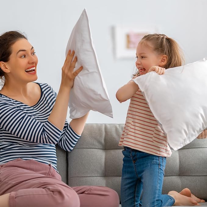 Covers & All Throw Pillow Inserts Only Pack of 2, Durable Soft Square 20 x 20 Inches 65 GSM Non-Woven Fabric with 15D Silicon Fiber Filling, Universal uses for Home Decor Office Indoor Outdoor