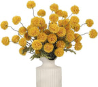 DuHouse 6pcs Artificial Flowers Faux Silk Pompon Mum,Silk Small Mini Chrysanthemum Ball with Stems for DIY Wedding Bouquets Centerpieces Vase Home Table Kitchen Decorations