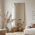 Full Length Mirror, 58"x21" Oversized Floor Mirror Freestanding, Full Body Mirror Floor Standing Mirrors with Stand, Hanging Mounted Mirrors for Bedroom Living Room, Gold, Rect Style