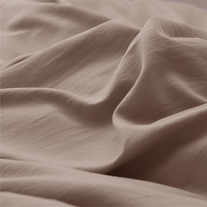 Bedsure Khaki Oversized Queen Duvet Cover - 3 Pieces Prewashed Cotton-Like Extra Soft Bedding Set, Includes 1 Duvet Cover 98x98 Inches with Zipper Closure & 2 Pillow Shams, Comforter Not Included
