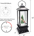 Eldnacele 12" Christmas Musical Snow Globe Lantern USB Lined Batteries Operated Water Glittering Lighted Lantern Santa Claus with 6H Timer Centerpiece (Santa Sleigh)