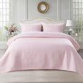 KASENTEX King XL Quilt Set 108"x98" – Soft Washed 3-Layer Lightweight Bedspread, Minimalist Nordic Design, All-Season Spring & Summer Quilt Set (1 Quilt + 2 Pillow Shams), Pink