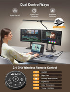 32.8'' Wide Desk Lamp with Clamp for Home Office, Eye-Caring LED Desk Lamp, Dimmable Table Clip Lamp for Dual Screen Computer Monitor, Adjustable Color Lighting Mode Computer Monitor Light