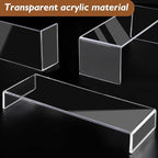 Large Acrylic Display Risers, 2 Set - 10 Pack Collectibles Display Shelf, Acrylic Risers Display Stands for Show Figures, Cupcake, Perfume, Jewelry, Toys(12.4”L~12”L~11.6”L~11.2”L~10.8”L)