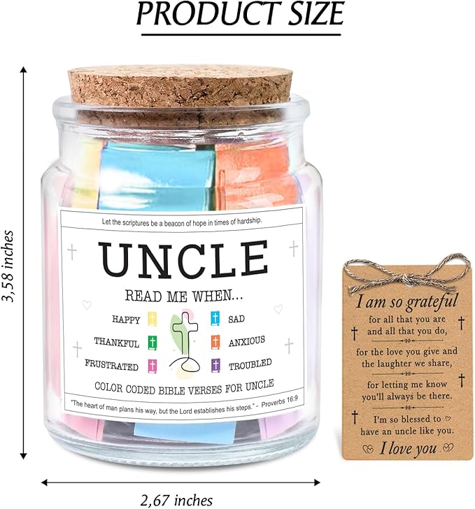 NewEleven Uncle Birthday Gifts - Gifts For Uncle, Funcle - Meaningful Present, Inspirational Gift For Uncles From Newphew, Niece, Kids - Bible Verse Jar