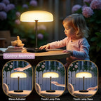 LED Solar Table Lamp, IP65 Waterproof, Touch Control, 3 Modes, USB-C Charging, White Dome Shade with Black Base, Indoor Outdoor Use (White)