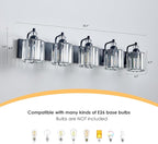 5-Light Black Bathroom Light Fixtures Over Mirror Modern Vanity Lights Crystal Wall Sconce Vintage Bathroom Lighting with Crystal Shade E26 Base for Bedroom, Living Room, Hallway