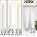 3 Set Hurricane Glass Candlestick Holders 12.6" Two Side Open Glass Candle Holders and 2.2" Taper Candlesticks Holder Bulk for Table Centerpiece Wedding Christmas Home Decor