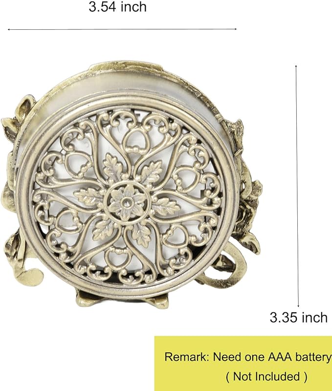Mini Tabletop Clock, Decorative Vintage Floral Metal Table Clock with Battery Operated for Bedside, Table, Living Room, Home and Office
