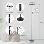 SUNMORY Floor Lamps for Living Room, 48W/4200LM Super Bright LED Floor Lamp with Remote Control, 69" Tall Standing Lamp with Stepless Dimmable, Modern Torchiere Reading Lamp for Bedroom, Office