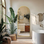 Full Length Mirror, 58" x 18.5" Arched Full Body Mirror Large Standing Floor Mirrors, Mirrors for Bedroom, Bathroom, Living Room Standing or Wall Leaning, Gold