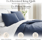 Southshore Fine Living, Inc. Lightweight Quilt King Size Bedding Set, Lightweight, Pet Hair Resistant Bedding, California/King Size Lightweight Quilt Coverlet Set w/2 Shams, Dark Blue
