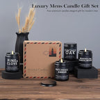 Candles for Men, 4 Pack Scented Candles, Gifts for Father Dad Day, 50 Hours Long Burning Soy Candles for Home Scented (Pine/Sandalwood/Patchouli/Oak)