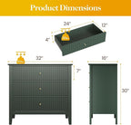 Large Green 3 Drawer Dresser, Painted 30 Inch Tall Wood Nightstand with Storage, Wide Modern Chest of Drawers with Ball Bearing Slide for Bedroom Hallway Living Room Entryway Office
