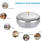 Floating Candles 3 Inch Unscented Dripless Wax 13-15Hours Burning,24 Pack Wedding Party Candles,for Centerpieces Suitable for Cylindrical Vases,Swimming Pool,Restaurant Decor (Silver)