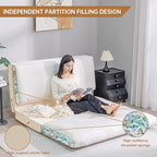 Bean Bag Chairs for Adults,Folding Sofa Bed,Floor Couch Bed, Foam Filling Fold Floor Mattress with Washable Soft Faux Fur Cover, Leisure Floor Couch for Bedroom Living Room(Cream, Double)