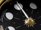 Prestige Brass Moon Phase Clock on a Solid English Oak Mantel/Display Mount