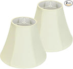 Cream Bell Lamp Shades Set of 2, 6.7" x 13" x 10.6" Fabric Replacement Lampshades for Table Lamps, Spider Fitter Lamp Shades for Home Decorative Lighting for Living Room, Bedroom, Study Room