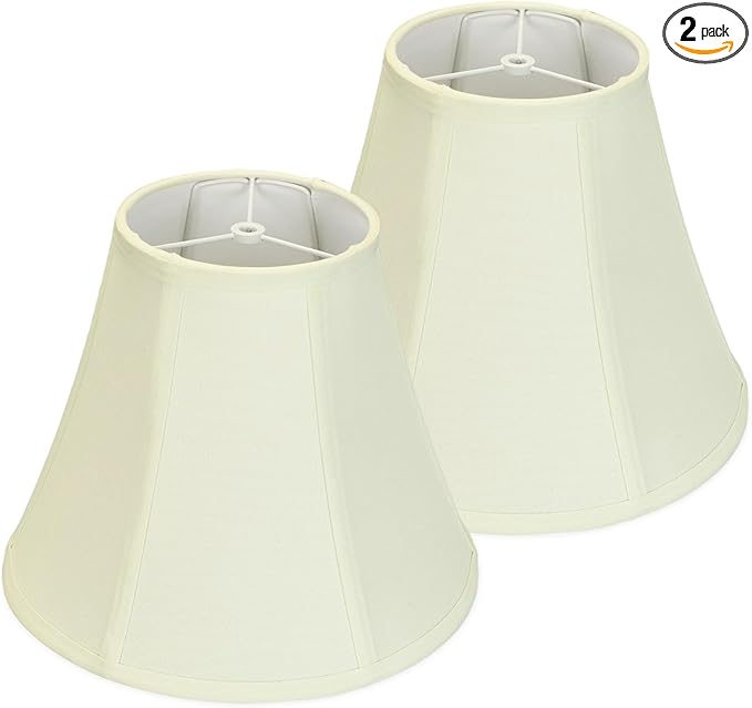 Cream Bell Lamp Shades Set of 2, 6.7" x 13" x 10.6" Fabric Replacement Lampshades for Table Lamps, Spider Fitter Lamp Shades for Home Decorative Lighting for Living Room, Bedroom, Study Room