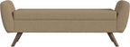 HomePop Modern Storage Bench with Wood Legs |Homepop Home Décor|Bench with Storage for Living Room & Bedroom - Brown