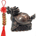 Feng Shui Dragon Turtle Multi Functional Metal Statue Wealth Prosperity Sculpture with Set of 5 Lucky Charm Ancient Coins on Red String Best Housewarming Congratulatory Gift Home Decor (D1 Bronze)