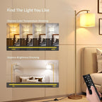 SUNMORY Arc Floor Lamp, Modern Floor Lamp with Romote Control and Stepless Dimmable Bulb, Metal Standing Lamps with Hanging Lampshade for Living Room, Bedroom, Office (Gold)