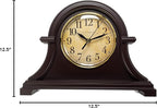 Park Madison Vintage Table Clock Series Mantel Clock,12.5 Inch, Silent Analog Quartz Movement, Mahogany Color (13798)