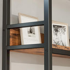 IRONCK Corner Bookshelf 6 Tiers, Industrial Corner Bookcase with Baffles Etagere, L Shaped Bookshelves with Metal Frame, Corner Shelf Storage Rack for Living Room Home Office
