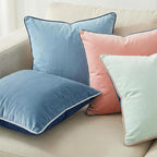 Mecatny Set of 4 Velvet Throw Pillow Covers 18x18, Soft Colorful Accent Decorative Couch Pillow Covers for Sofa Bedroom Living Room, Blue/Pink