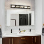 LED Wall Black Vanity Lights for Bathroom Light Fixtures 30W Adjust 3 Colors Modern Bath Lighing Over Mirror Acrylic Heads LED Vanity Light (5-Light,34inch)