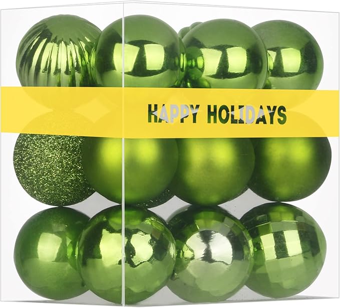 Lime Green 3.2" Large Christmas Balls - Christmas Tree Decoration Ornaments Shatterproof Hanging Balls for Birthday Halloween Holiday Wedding Decorations Set of 18pcs