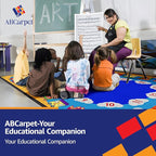 Classroom Rug Kids Carpet Blue Library Carpet ABC Educational Elementary School Daycare Nursery Rug ABC Numbers Reading Alphabet Classroom Area Rug, 7.5 x 13 ft