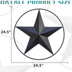 JoyEvy 24.5" Black Large Barn Star Wall Decor-Americana Exterior House Decor-Metal Star for Outside Texas Stars Art Rustic Vintage Western Country Home Farmhouse Wall Decoration