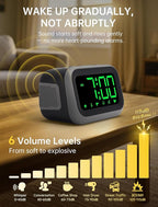 Super Loud Alarm Clock for Heavy Sleepers: 115dB Dual Alarms and 6 Alarm Sounds for Bedroom - Large Numbers 5 Dimmers for All Ages Green Digits